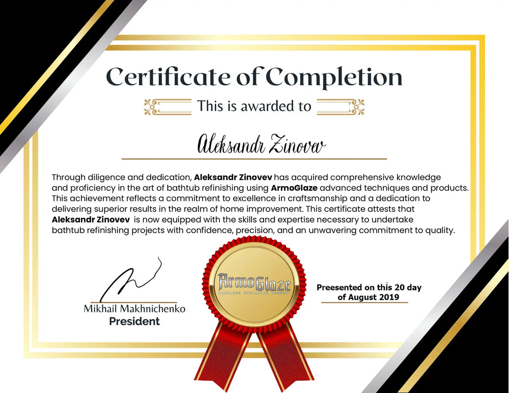 Certificate of Completion with decorative elements and a ribbon on a white background