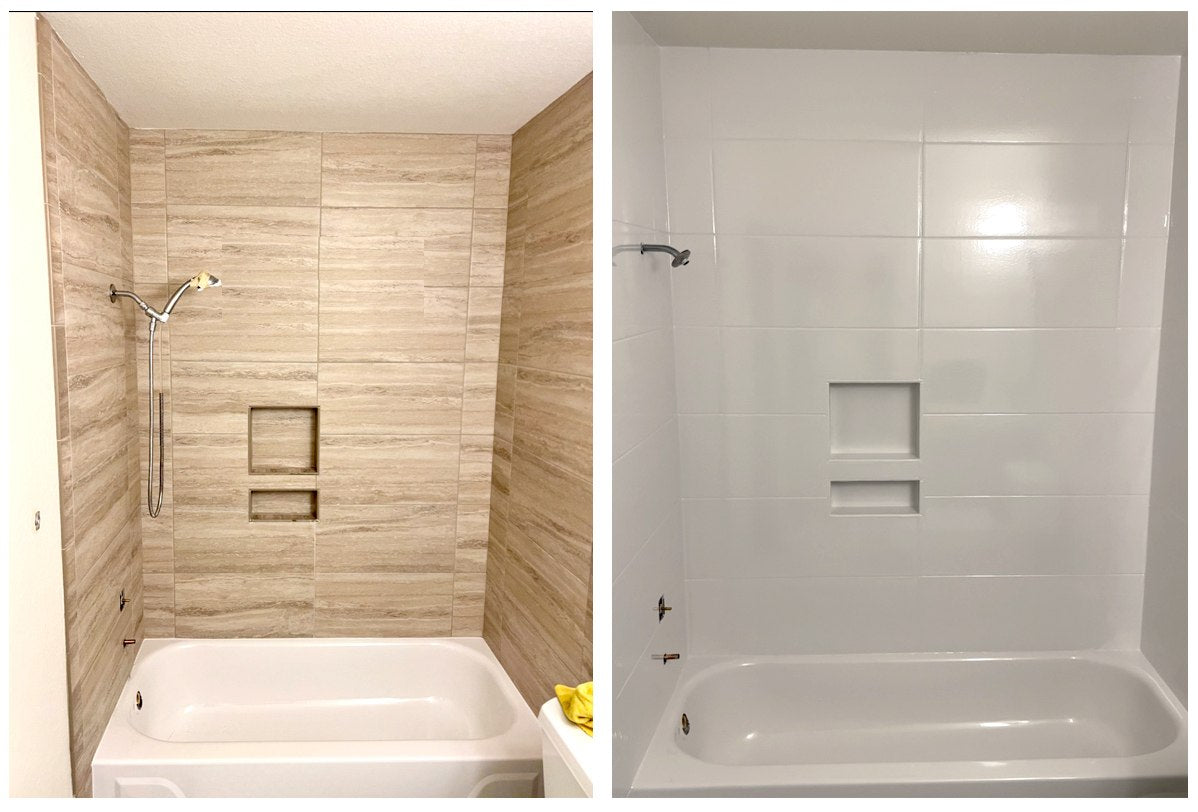 Tile surround refinishing or reglazing
