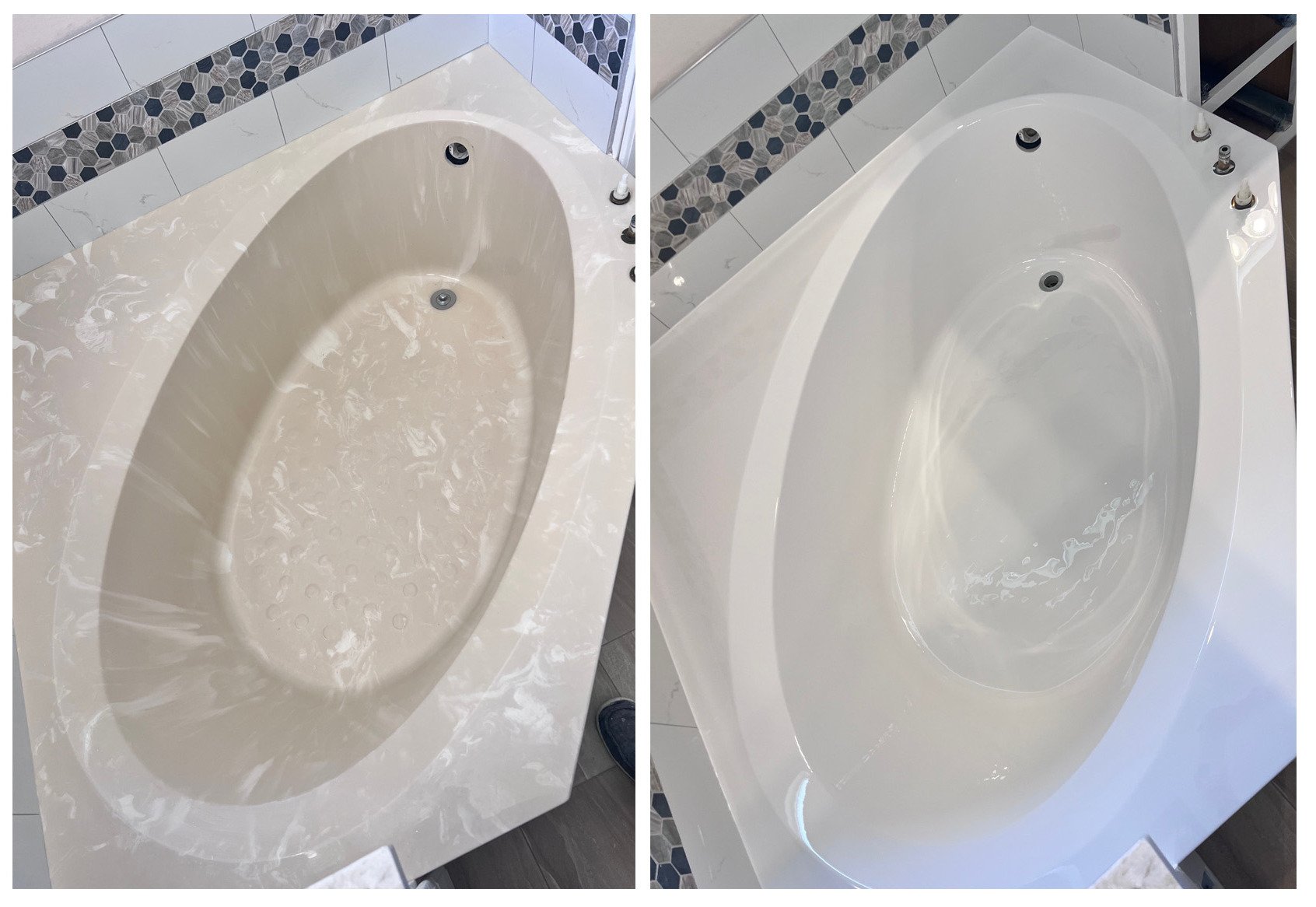 Large fiberglass bathtub reglazing